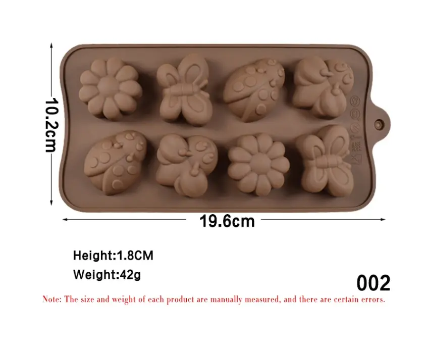 8 pcs butterfly ,bees flower Chocolate silicone Mould