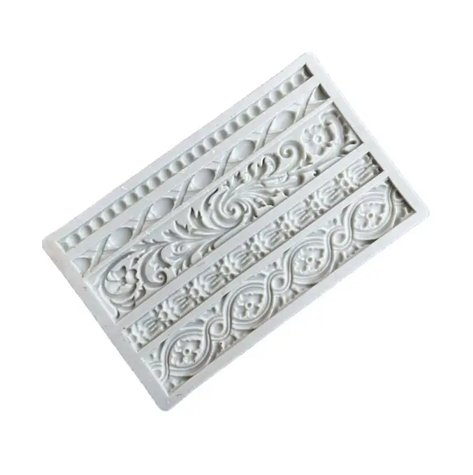 Vintage Lace Border Fondant Silicone boarder Mould,5 Cavity