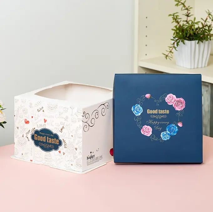 1pcs Blue white floral cake box