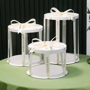 1pc Round white transparent box
