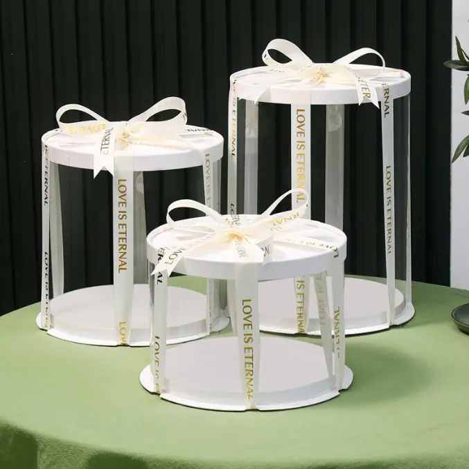 1pc Round white transparent box
