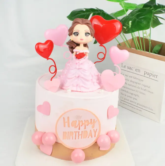 Princess Belle Doll Cake Topper - Pink
