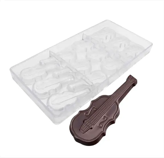 Polycarbonate 12 Cavities Musical Violin Guitar Shape Chocolate Mold (Output Weight Approx: 15 Grams Per Cavity)