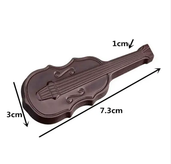 Polycarbonate 12 Cavities Musical Violin Guitar Shape Chocolate Mold (Output Weight Approx: 15 Grams Per Cavity)