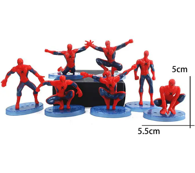 7 Pieces Spiderman cake toy topper set