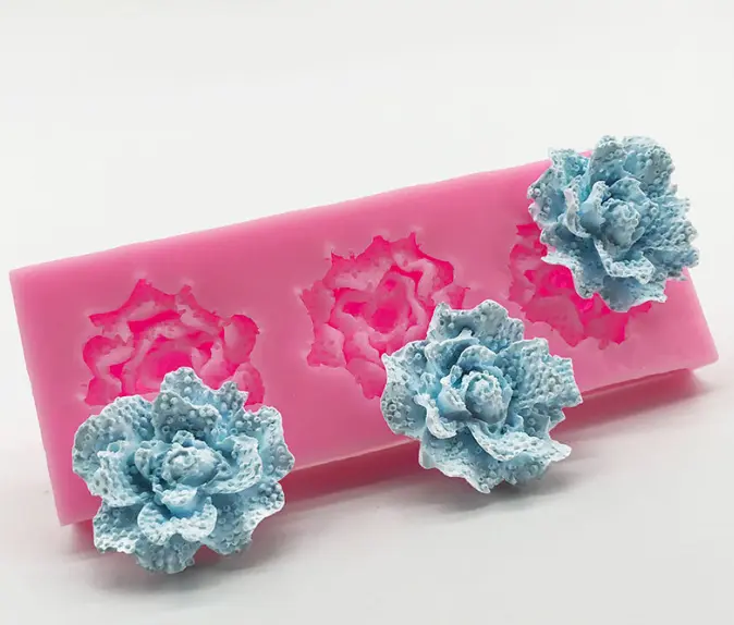 3 cavity 3d flower silicone mould