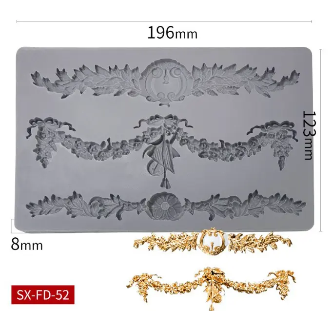 1 PC European Series Embossed Madame Garland Border Pattern Fondant Moulds
