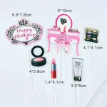 Happy birthday Girls Makeup dress up theme Cake Topper set