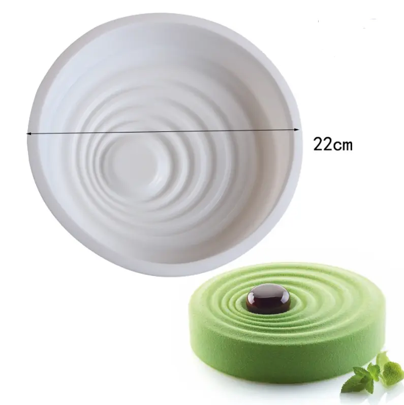 Circular Water Ripple White Mousse Silicone Mould for Mousse Cake entremet mould