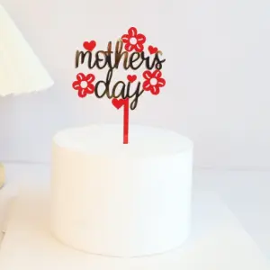 Mother's day red flower acrylic cake topper