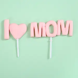 I love mom cake toy topper - Pink