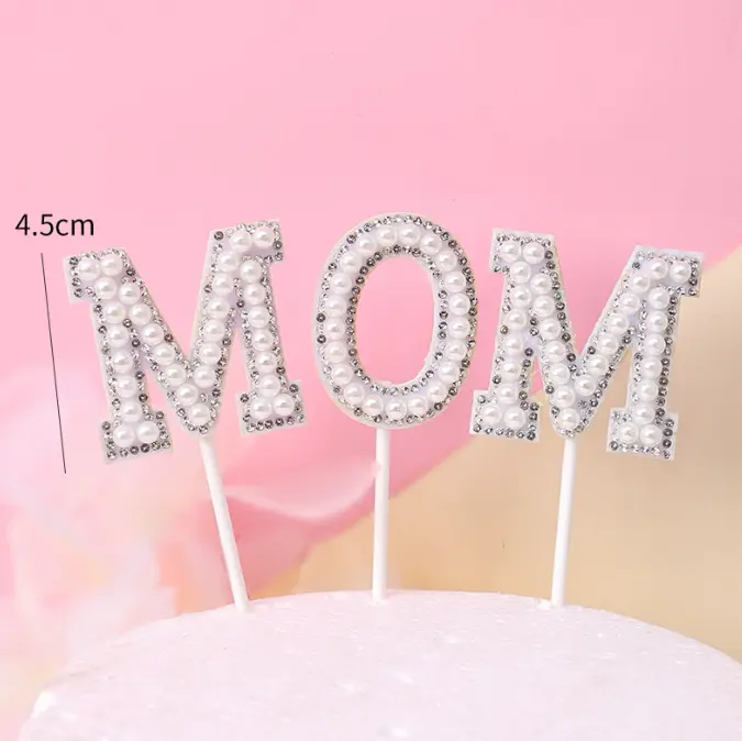 Pearl Studded Mom cupcake and cake topper
