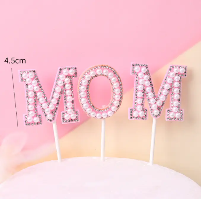 Pearl Studded Mom cupcake and cake topper