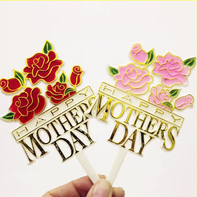 1 pcs Mothers day with roses cake topper