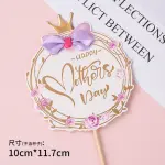 Happy mothers day purple theme with bow cake topper