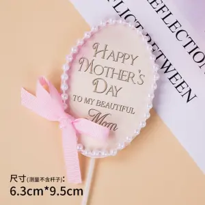 Mothers day cake topper with pearl border and bow