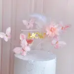 Mom with round transparent with butterfly cake topper