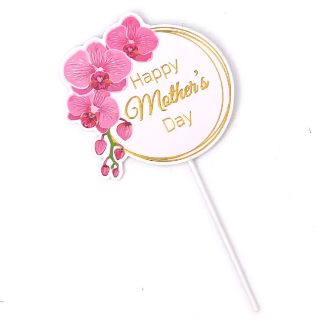 Happy Mothers day round shaped floral cake topper
