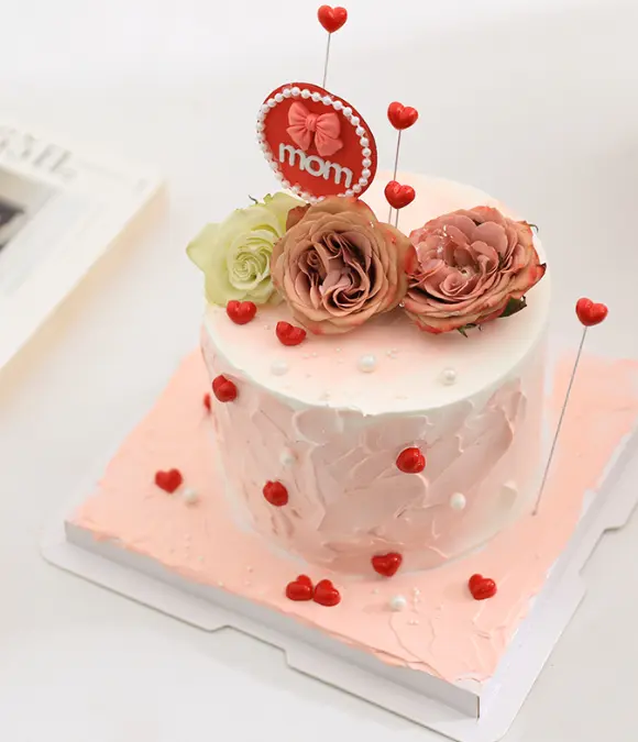 Mom with bow with pearl boarder cake topper