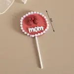 Mom with bow with pearl boarder cake topper