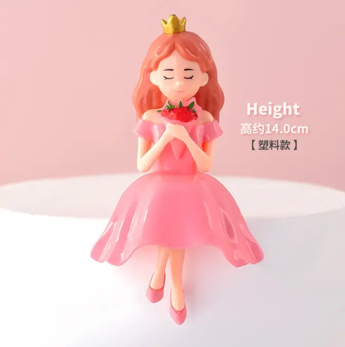1 pcs lady holding flowers cake toy topper