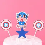 4 pcs Captain America theme cake topper set