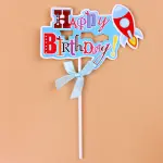 1 pcs Happy birthday rocket theme space cake topper