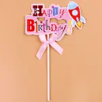 1 pcs Happy birthday rocket theme space cake topper