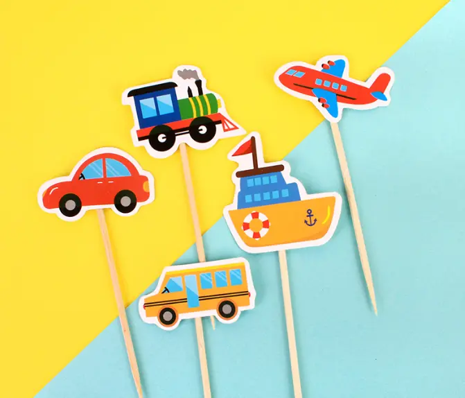 5 pcs Car vehicle theme cake topper set