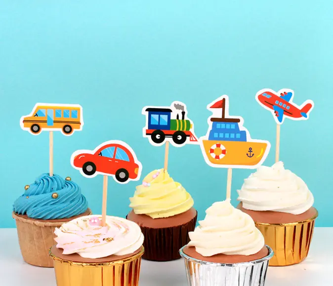 5 pcs Car vehicle theme cake topper set