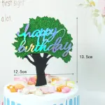 1 pcs happy birthday tree jungle animal theme cake topper