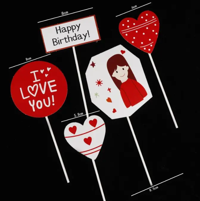 5 pcs I love you mom cake topper