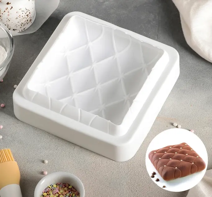 Check cushion theme square silicone mousse cake mould entremet mould
