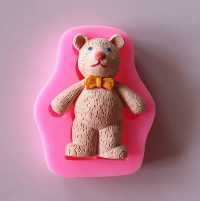 Teddy with bow silicone mould