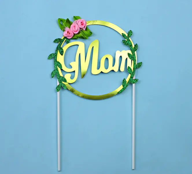 Mom with flower cake topper