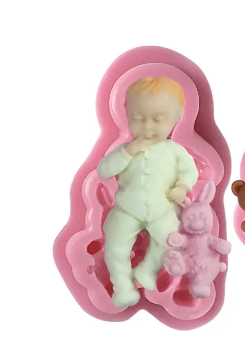 3D Baby Boy holding toy silicone mould