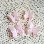 4 pcs fabric texture butterfly topper with floral wires