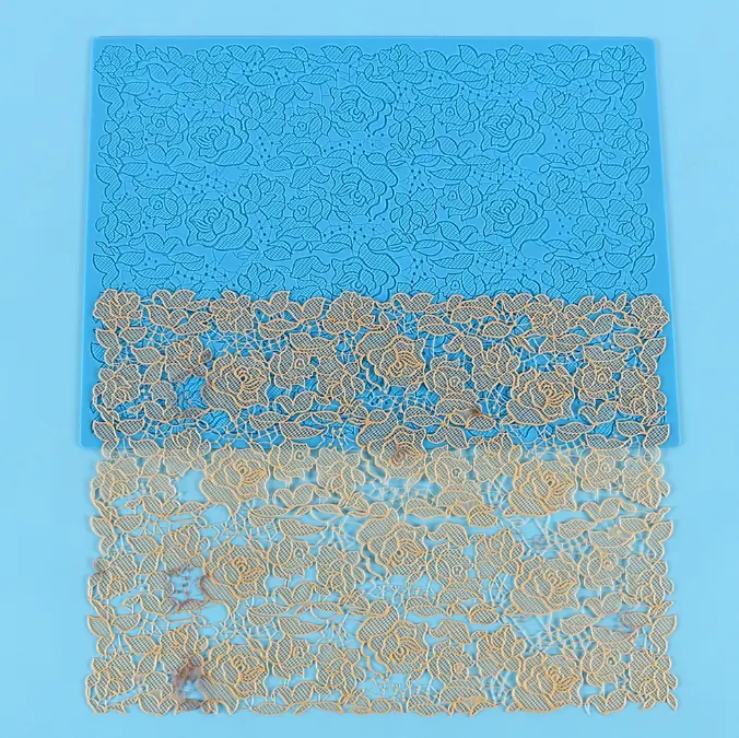 Large mat Rose flower texture Lace silicone mould