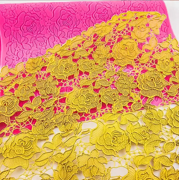 Large mat Rose flower texture Lace silicone mould