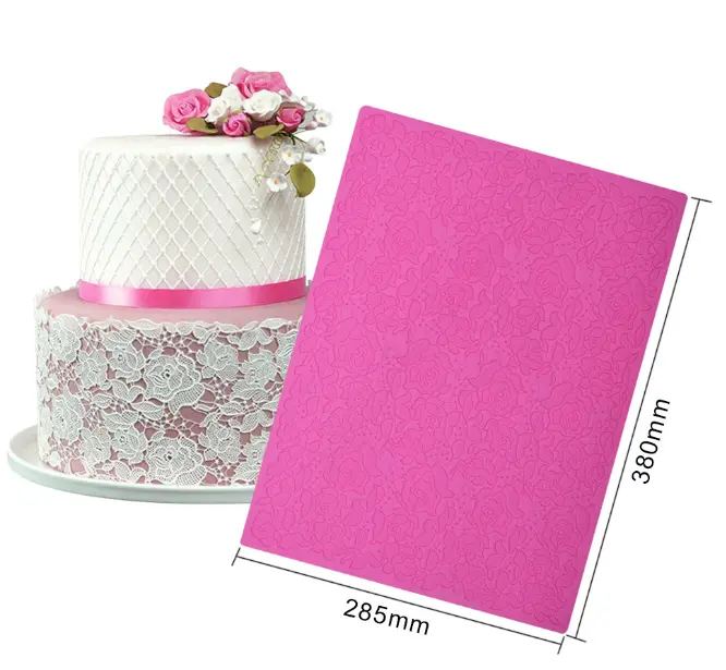 Large mat Rose flower texture Lace silicone mould