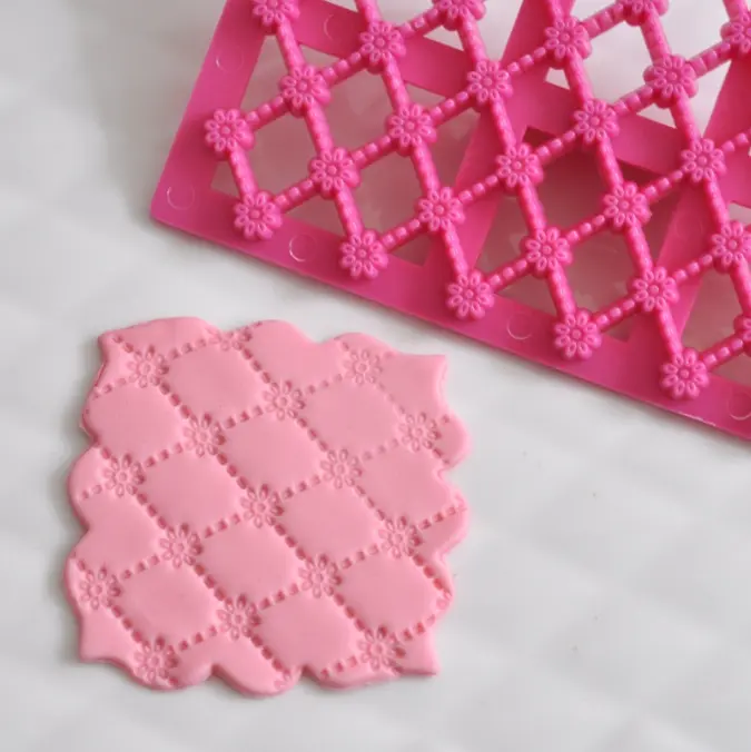 Detailed flower quilted fondant impression stamps Embosser fondant tools