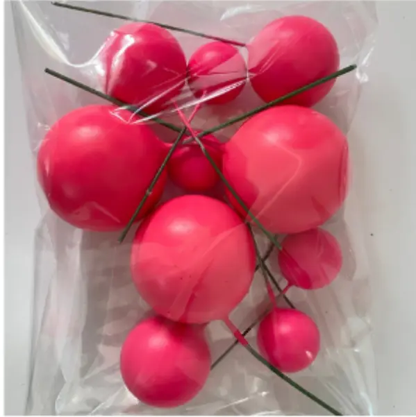 20 pcs Dark pink round mixed sizes faux balls