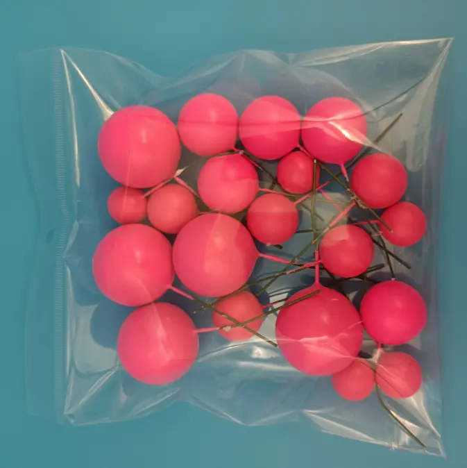 20 pcs Dark pink round mixed sizes faux balls