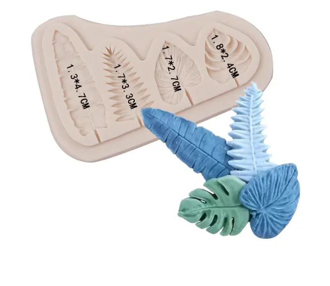 4 cavity tropical leaf silicone mould