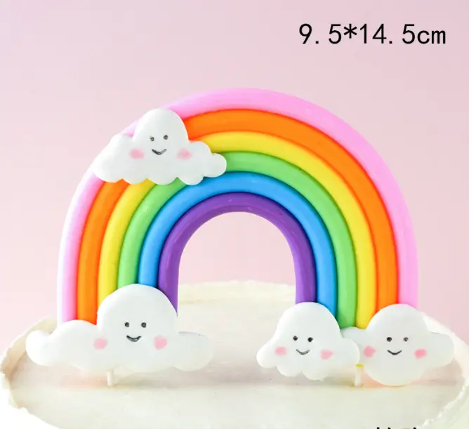 1 pcs Rainbow large size smiling clouds cake toy topper