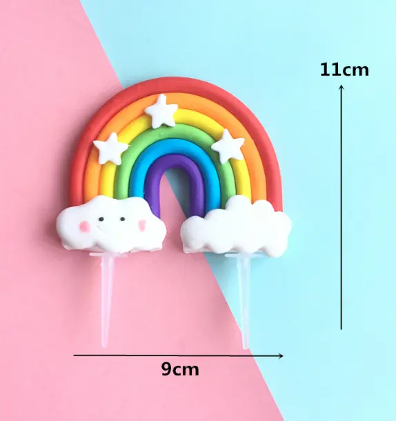 1 pcs Large Rainbow smiling cloud with stars cake toy topper