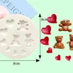 Teddy Bears with hearts silicone mould