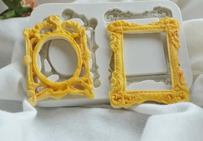 2 cavity Detailed Rectangle frame decorative silicone mould