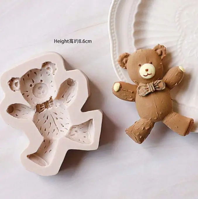 Happy dancing Teddy Bear with bow silicone mould