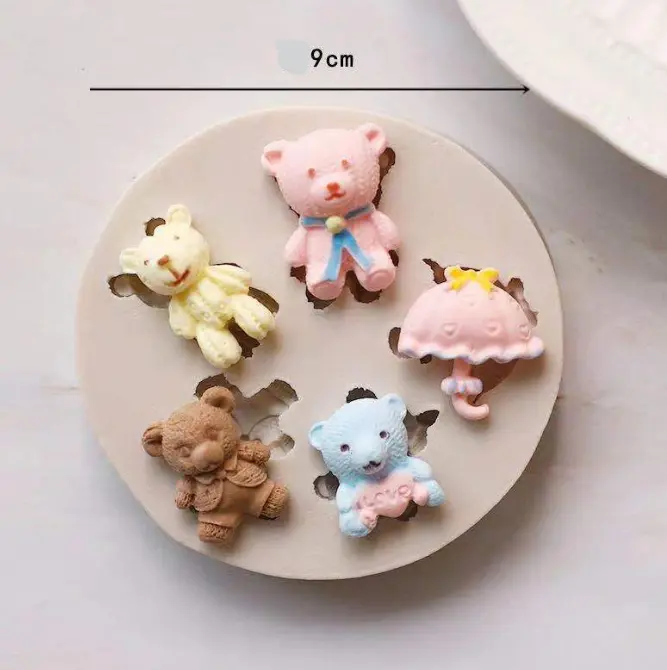 Teddy Bear with umbrella silicone mould